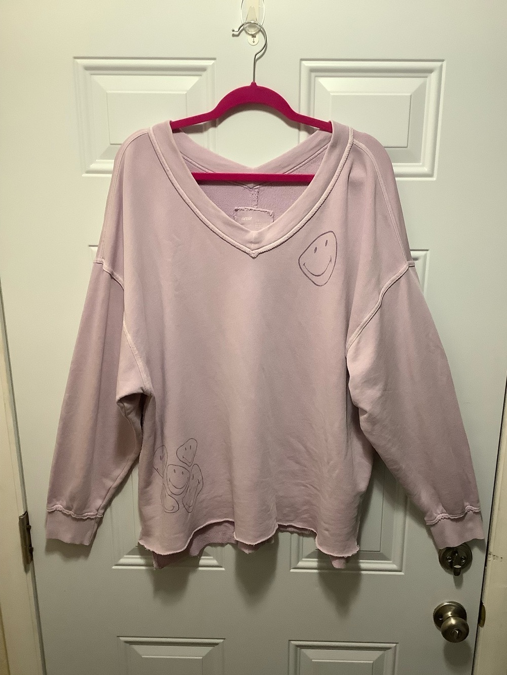 aerie| Lavender Double V-neck Sweatshirt Oversize L Side Vents Lounge Comfy